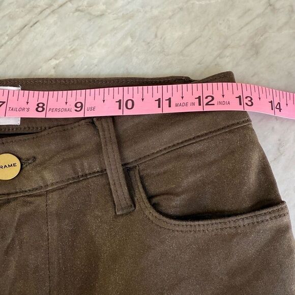 Frame Le High Skinny Coated Jeans Military Green size 25 cotton stretch - Picture 5 of 8